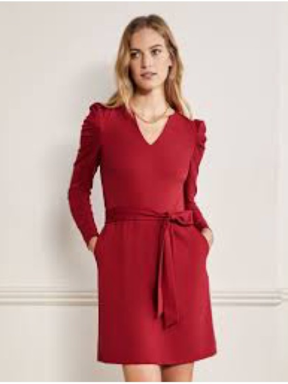 Boden -Sleeve Red  Women's Dress